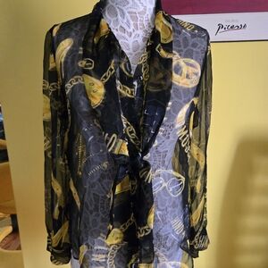 Moschino Couture Black and Yellow Sheer Top